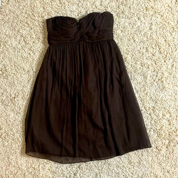 J.Crew Silk Chiffon Dress Espresso/Brown - Picture 1 of 5